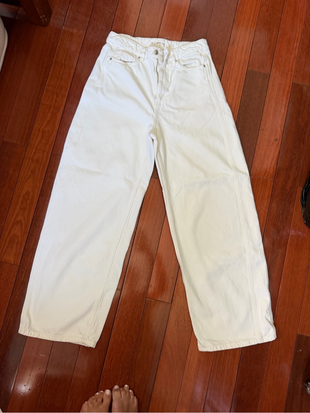Mango White High-Rise Wide-Leg Jeans